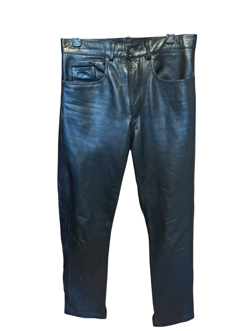 Bonus Real Leather Black Leather Jeans Polyester Lined Size 30 X 32